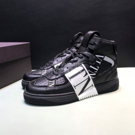 Valentino Garavani Cowhide High Top Sneakers For Men And Women Black