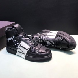 Valentino Garavani Cowhide High Top Sneakers For Men And Women Black