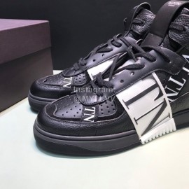 Valentino Garavani Cowhide High Top Sneakers For Men And Women Black