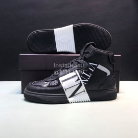 Valentino Garavani Cowhide High Top Sneakers For Men And Women Black