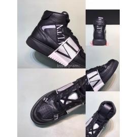 Valentino Garavani Cowhide High Top Sneakers For Men And Women Black
