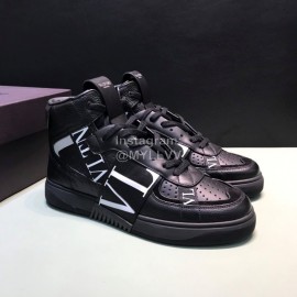 Valentino Garavani Black Cowhide High Top Sneakers For Men And Women 