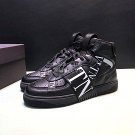 Valentino Garavani Black Cowhide High Top Sneakers For Men And Women 