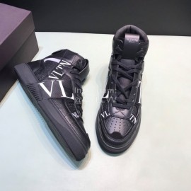 Valentino Garavani Black Cowhide High Top Sneakers For Men And Women 