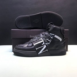 Valentino Garavani Black Cowhide High Top Sneakers For Men And Women 