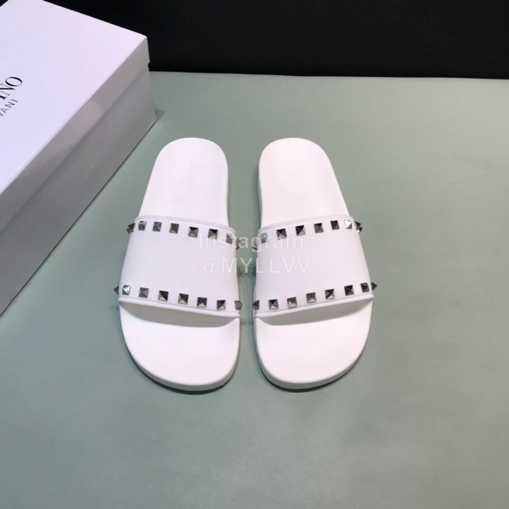Valentino Fashion Rivet Slippers For Men And Women White