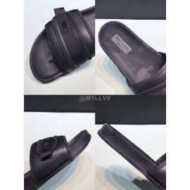 Valentino Black Cowhide Ribbon Slippers For Men