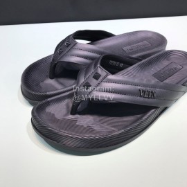 Valentino Black Cowhide Ribbon Flip Flops For Men