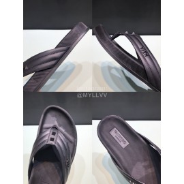 Valentino Black Cowhide Ribbon Flip Flops For Men