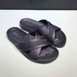 Valentino Black Cowhide Ribbon Cross Slippers For Men