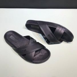 Valentino Black Cowhide Ribbon Cross Slippers For Men