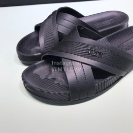 Valentino Black Cowhide Ribbon Cross Slippers For Men