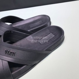 Valentino Black Cowhide Ribbon Cross Slippers For Men