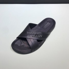 Valentino Black Cowhide Ribbon Cross Slippers For Men