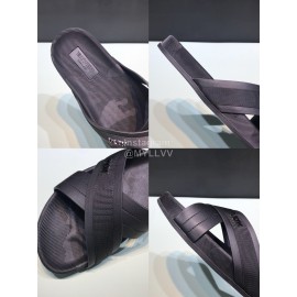 Valentino Black Cowhide Ribbon Cross Slippers For Men