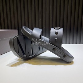 Valentino Black Calf Leather Rivet Slippers For Men