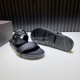 Valentino Black Calf Leather Rivet Slippers For Men