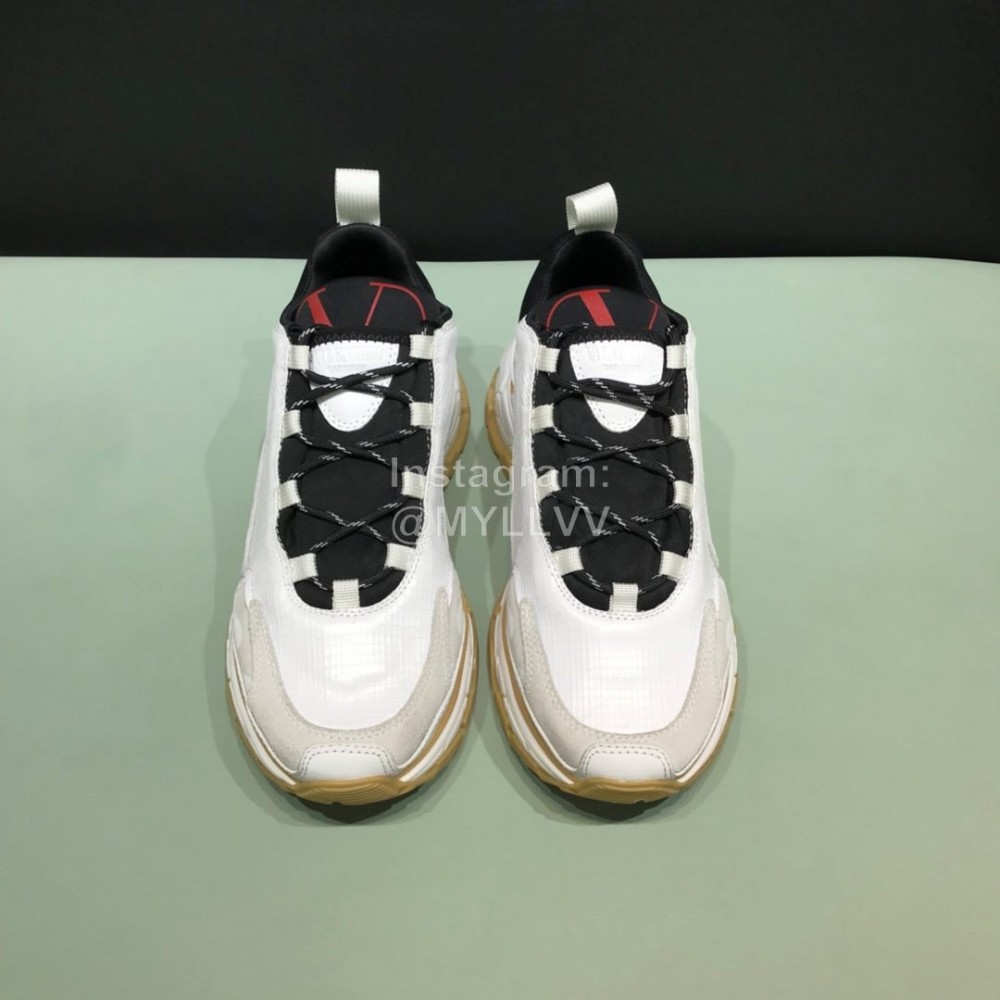 Valentino Color Matching Leather Thick Soled Sneakers For Men White