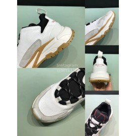 Valentino Color Matching Leather Thick Soled Sneakers For Men White