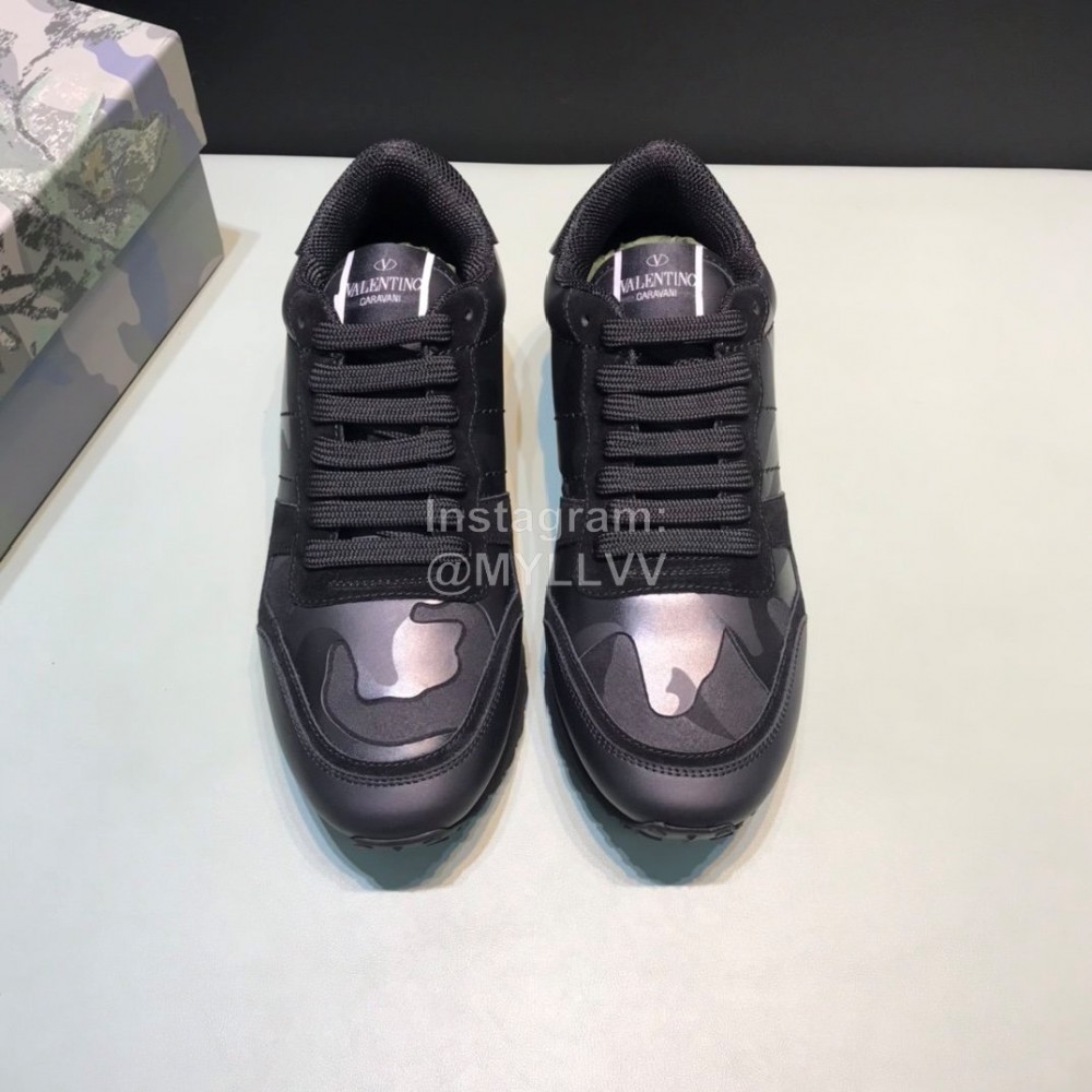 Valentino Classic Black Leather Casual Sneakers For Men