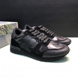 Valentino Classic Black Leather Casual Sneakers For Men