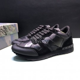 Valentino Classic Black Leather Casual Sneakers For Men