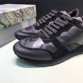 Valentino Classic Black Leather Casual Sneakers For Men