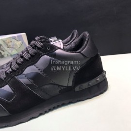 Valentino Classic Black Leather Casual Sneakers For Men