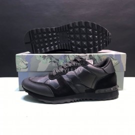 Valentino Classic Black Leather Casual Sneakers For Men