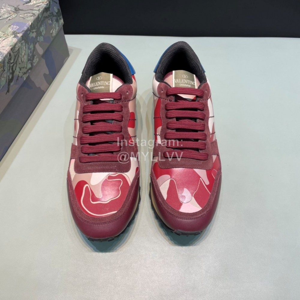 Valentino Classic Leather Casual Sneakers For Men Red