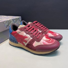 Valentino Classic Leather Casual Sneakers For Men Red