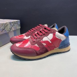 Valentino Classic Leather Casual Sneakers For Men Red