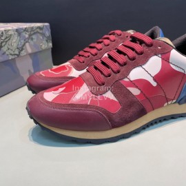 Valentino Classic Leather Casual Sneakers For Men Red