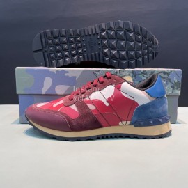Valentino Classic Leather Casual Sneakers For Men Red