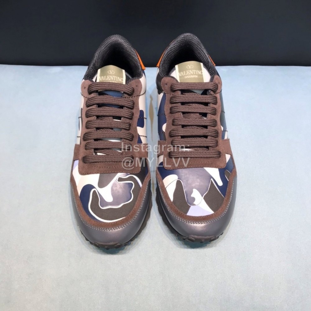 Valentino Classic Leather Casual Sneakers Brown For Men