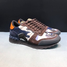 Valentino Classic Leather Casual Sneakers Brown For Men
