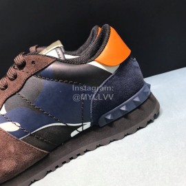 Valentino Classic Leather Casual Sneakers Brown For Men