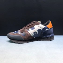 Valentino Classic Leather Casual Sneakers Brown For Men