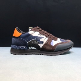 Valentino Classic Leather Casual Sneakers Brown For Men