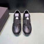 Valentino Black Calf Leather Thick Soled Sneakers For Men