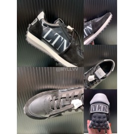 Valentino Black Calf Leather Thick Soled Sneakers For Men