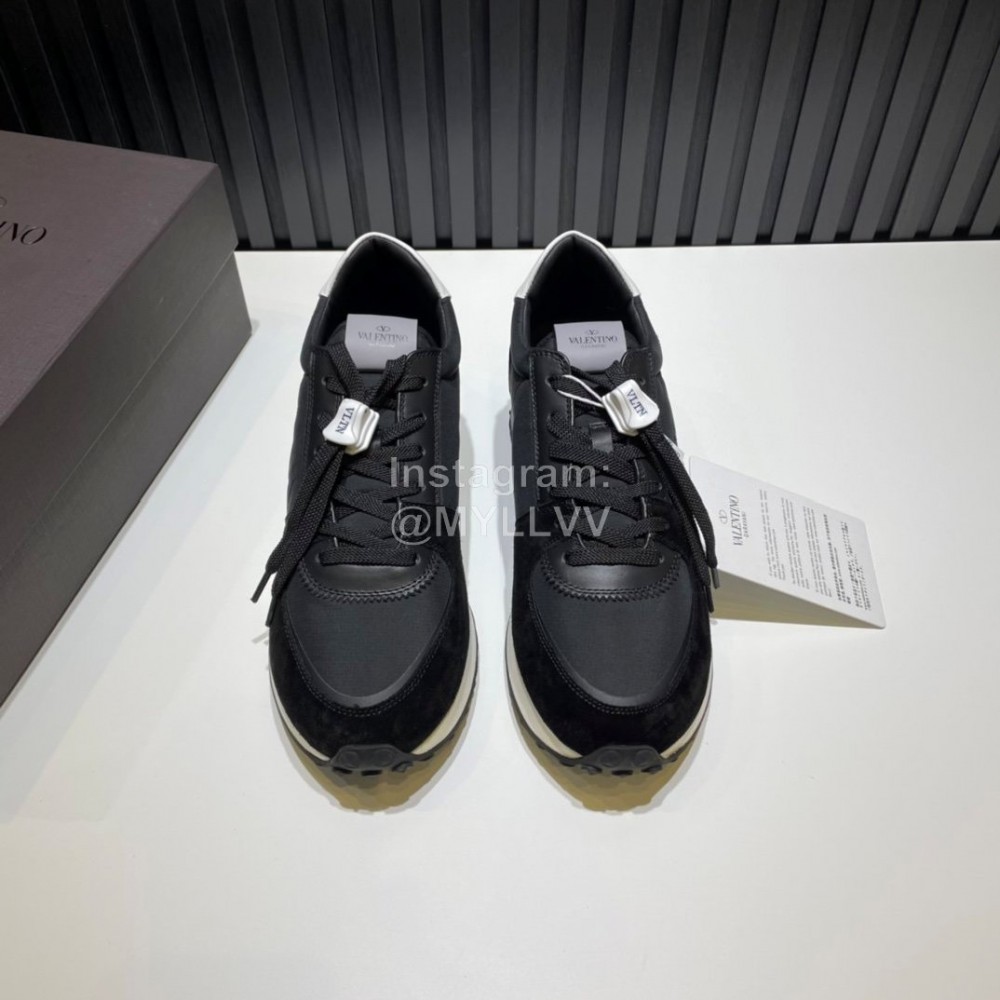Valentino Cowhide Fabric Thick Soled Sneakers For Men Black