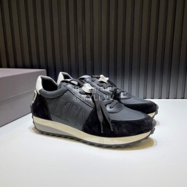 Valentino Cowhide Fabric Thick Soled Sneakers For Men Black