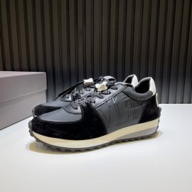 Valentino Cowhide Fabric Thick Soled Sneakers For Men Black