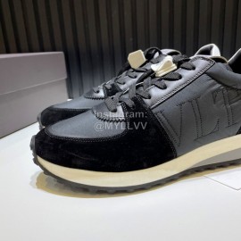 Valentino Cowhide Fabric Thick Soled Sneakers For Men Black
