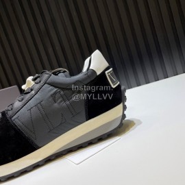 Valentino Cowhide Fabric Thick Soled Sneakers For Men Black