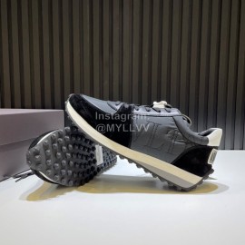 Valentino Cowhide Fabric Thick Soled Sneakers For Men Black