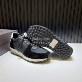 Valentino Cowhide Fabric Thick Soled Sneakers For Men Black