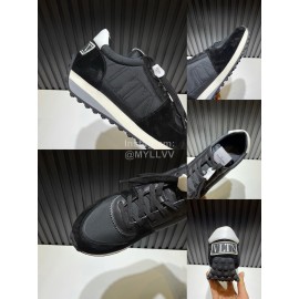 Valentino Cowhide Fabric Thick Soled Sneakers For Men Black