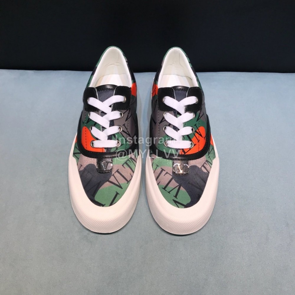 Valentino Cowhide Canvas Casual Sneakers For Men Green